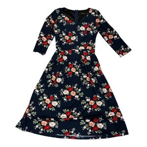 Vfshow Womens Long Sleeve Drop Waist Maxi Dress Size XS Navy‎ Floral